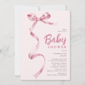 Schattigee Roze Bow Ribbon Girl Baby shower Kaart (Voorkant)
