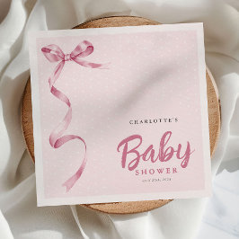 Schattigee Roze Bow Ribbon Girl Baby shower Servet