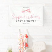 Schattigee Roze Bow Ribbon Girl Baby shower Welkom Spandoek (Insitu)