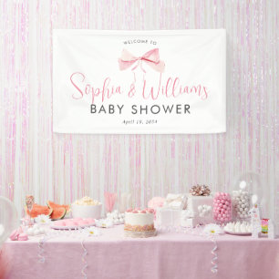 Schattigee Roze Bow Ribbon Girl Baby shower Welkom Spandoek