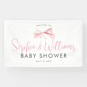 Schattigee Roze Bow Ribbon Girl Baby shower Welkom Spandoek (Horizontaal)