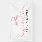 Schattigee Roze Bow Ribbon Girl Baby shower Welkom Spandoek (Verticaal)