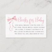 Schattigee Roze Bow Ribbon Meisje Baby shower Boek Informatiekaartje (Voorkant)