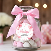 Schattigee Roze Bow Sweetheart Baby shower Dank u Ronde Sticker