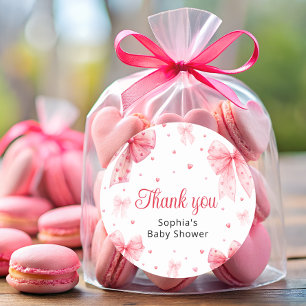 Schattigee Roze Bow Sweetheart Baby shower Dank u Ronde Sticker