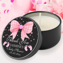 Schattigee Roze Bow Voetafdruk Meisje Baby shower