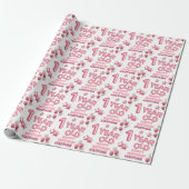 Schattigee Roze Briefballon 1e Verjaardag Wrapping Cadeaupapier (Uitgerold)