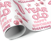 Schattigee Roze Briefballon 1e Verjaardag Wrapping Cadeaupapier (Rol Hoek)