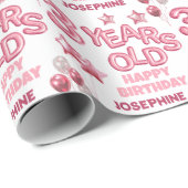 Schattigee Roze Briefballon 3e verjaardag Cadeaupapier (Rol Hoek)