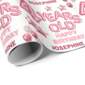 Schattigee Roze Briefballon 4e Verjaardag Cadeaupapier (Rol Hoek)