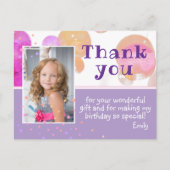 Schattigee Roze Bubbels Foto Verjaardag Bedankt Briefkaart (Voorkant)