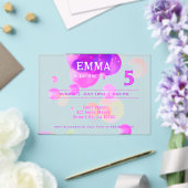 Schattigee Roze Bubbels Kids Verjaardagsfeest Acryl Uitnodigingen (Insitu (Huwelijk))