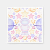 Schattigee Roze Buitenruimte Meisjes Astronaut Servet (Voorkant)