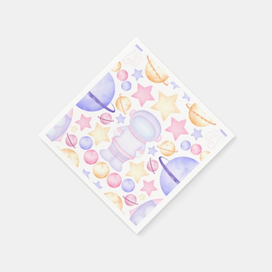 Schattigee Roze Buitenruimte Meisjes Astronaut Servet (Hoek)