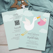 Schattigee Roze Bundel Stork Girl Baby shower Alle