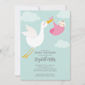 Schattigee Roze Bundel Stork Girl Baby shower Alle Kaart (Voorkant)