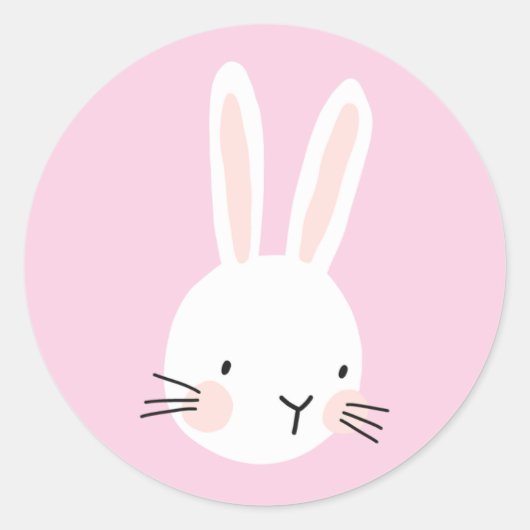 Schattigee Roze Bunny Custom Ronde Sticker (Voorkant)