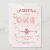 Schattigee roze Bunny-Themd moderne pastel 1e verj Kaart (Voorkant)