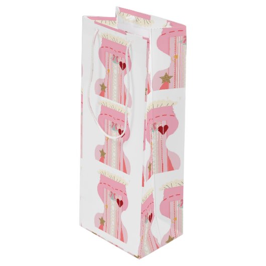 Schattigee Roze Bustier Ondergoed Wijn Gift Bag Wijn Cadeautas (Voorkant Gekanteld)