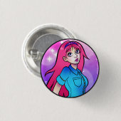 Schattigee Roze Cartoon Anime Girl Ronde Button 3,2 Cm (Voorkant /achterkant)