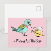 Schattigee Roze Cartoon Baby Bird Beste Mama Briefkaart (Voorkant / Achterkant)