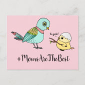 Schattigee Roze Cartoon Baby Bird Beste Mama Briefkaart (Voorkant)