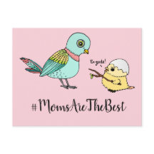 Schattigee Roze Cartoon Baby Bird Beste Mama