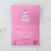 Schattigee Roze Cartoon Huisdieren & Verjaardag Ca Kaart (Binnen)
