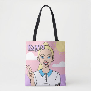 Schattigee Roze Cartoon Meisje School Student Libr Tote Bag