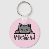 Schattigee Roze Cat Meow Sleutelhanger voor Cat Lo (Voorkant)