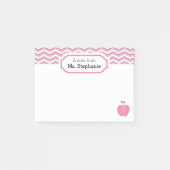 Schattigee roze Chevron Apple monogram leraar noti Post-it® Notes (Voorkant)