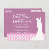 Schattigee Roze Chevron Uitnodiging Briefkaart (Voorkant / Achterkant)