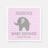 Schattigee roze Chevron Zoo Dier baby shower serve Servet (Voorkant)