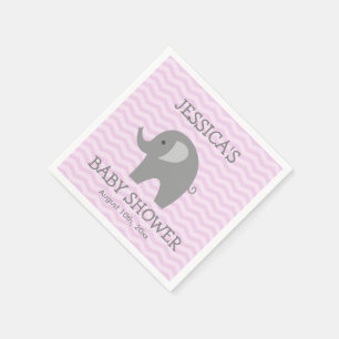 Schattigee roze Chevron Zoo Dier baby shower serve Servet
