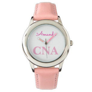 Schattigee roze CNA gepersonaliseerde naam Horloge