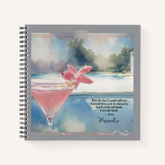 Schattigee Roze Cocktail Pool Jung Life Quote Jour Notitieboek (Voorkant)
