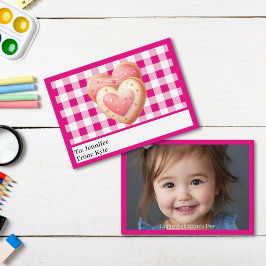 Schattigee Roze Cookie Foto Klaslokaal Valentijn's Notitiekaartje