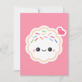 Schattigee roze cookie verjaardagsfeestuitnodiging kaart (Voorkant)