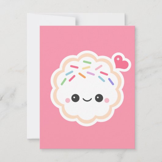 Schattigee roze cookie verjaardagsfeestuitnodiging kaart (Voorkant)