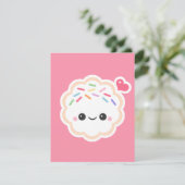 Schattigee roze cookie verjaardagsfeestuitnodiging kaart (Staand voorkant)