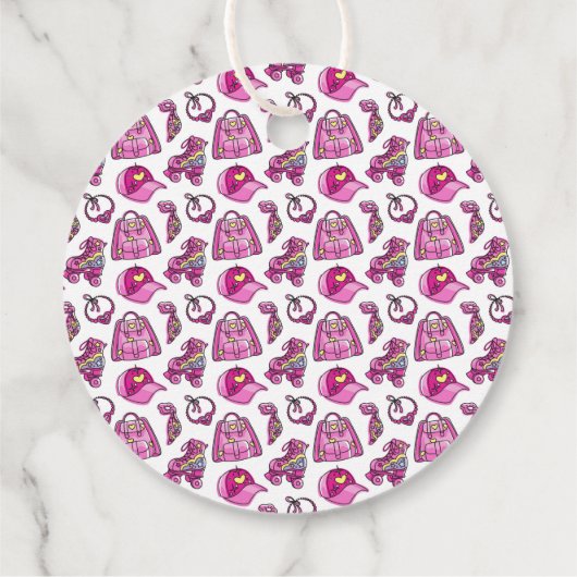 Schattigee roze cool meisje dingen bedankjes labels (Achterkant)