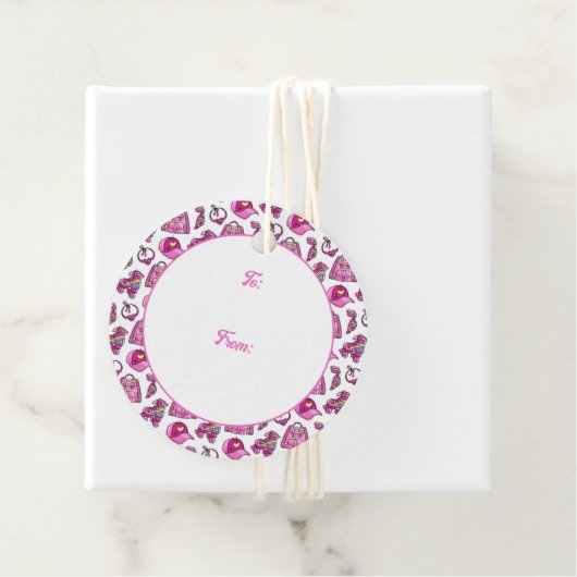 Schattigee roze cool meisje dingen bedankjes labels (In situ)