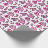 Schattigee roze cool meisje dingen cadeaupapier (Hoek)