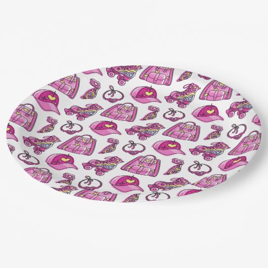 Schattigee roze cool meisje dingen papieren bordje (Gekanteld)