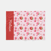 Schattigee Roze Coquette Aardbeienkers Fleece Deken (Voorkant (Horizontaal))