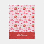 Schattigee Roze Coquette Aardbeienkers Fleece Deken (Voorkant)