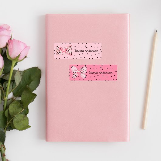 Schattigee Roze Coquette Bogen Luipaard print Kind Labels