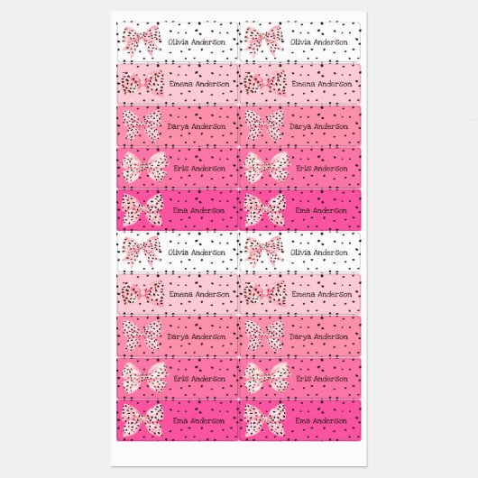 Schattigee Roze Coquette Bogen Luipaard print Kind Labels (Vel)
