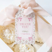 Schattigee Roze Coquette Bow 1e verjaardag Cadeaulabel