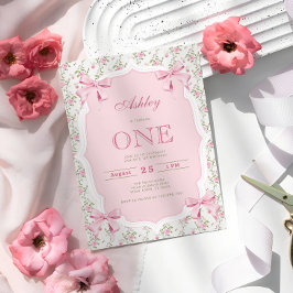 Schattigee Roze Coquette Bow 1e verjaardag Kaart